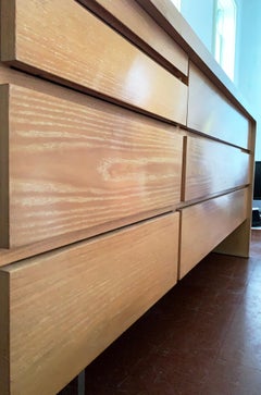 Midcentury Organic Modern Custom Ashwood Corner Desk & Dresser Set 1970, Signed