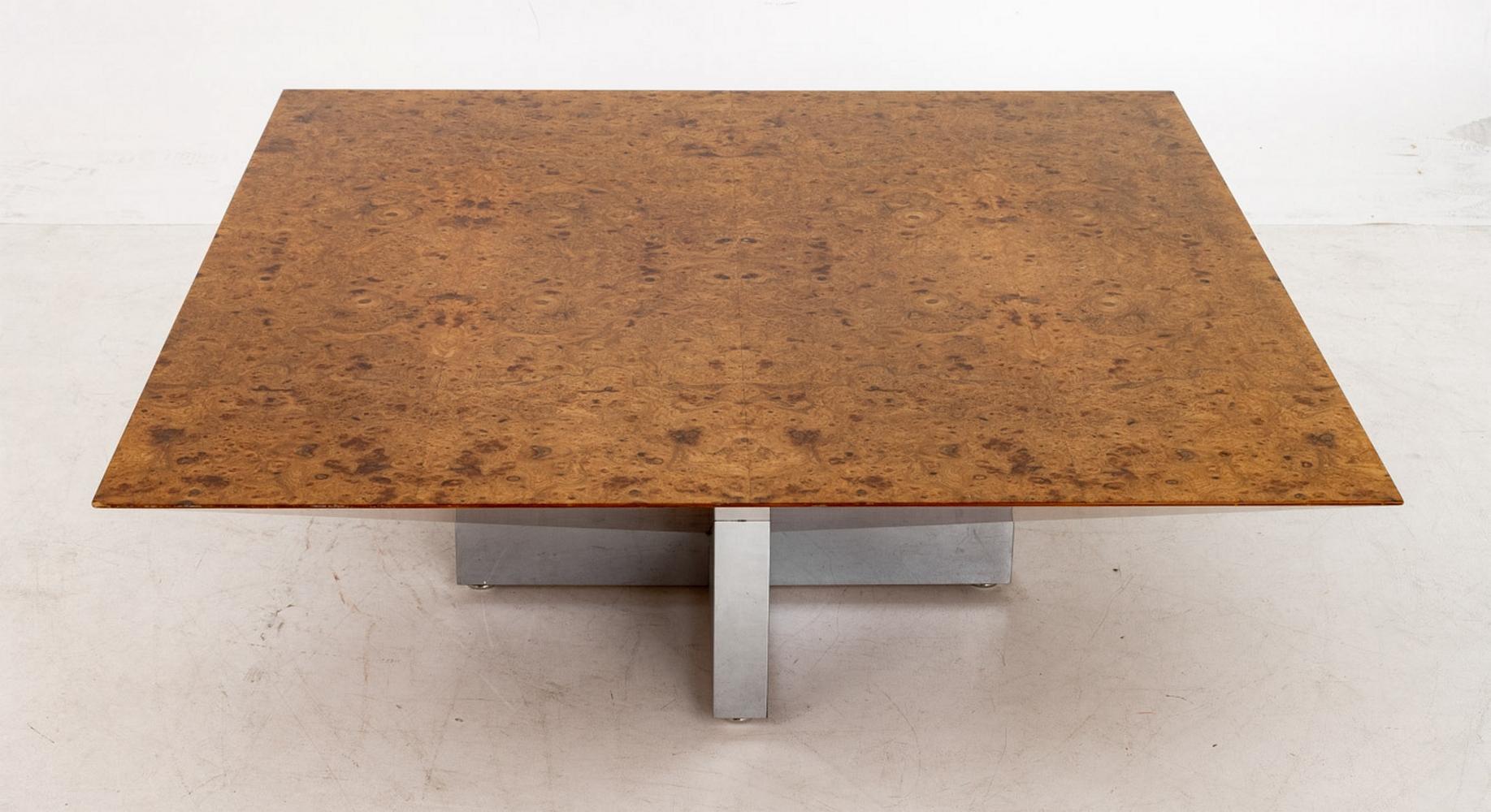 Mid-Century Modern Vladimir Kagan Attr. Table basse en bois d'ébène et chrome en vente