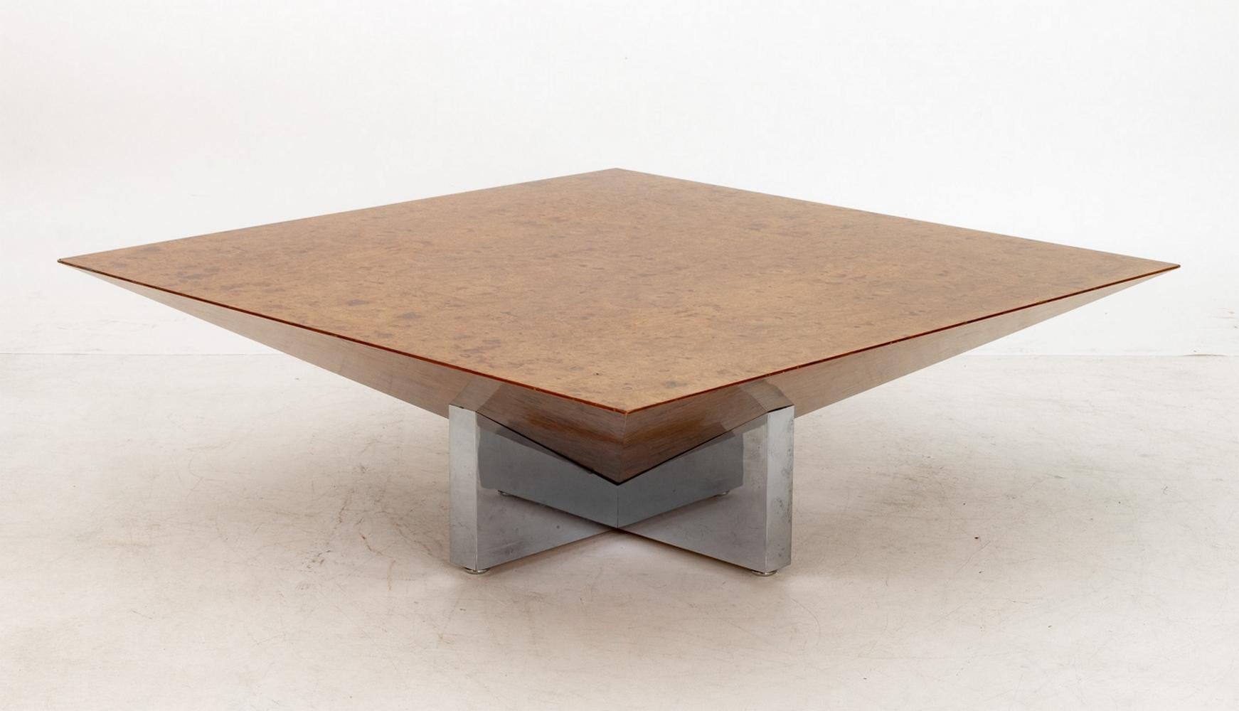 Vladimir Kagan Attr. Table basse en bois d'ébène et chrome en vente 2
