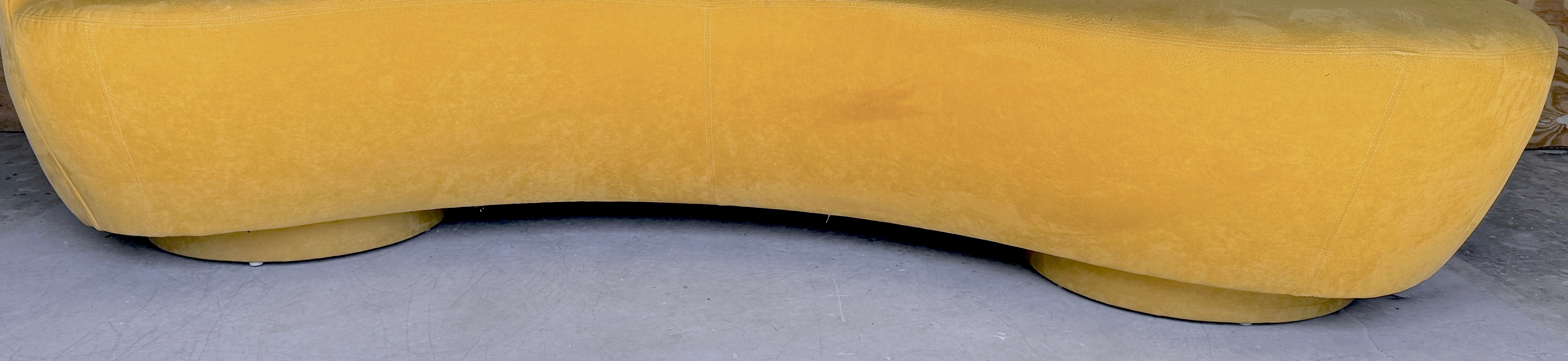 Modern Serpentine Cloud Sofa, in Suede