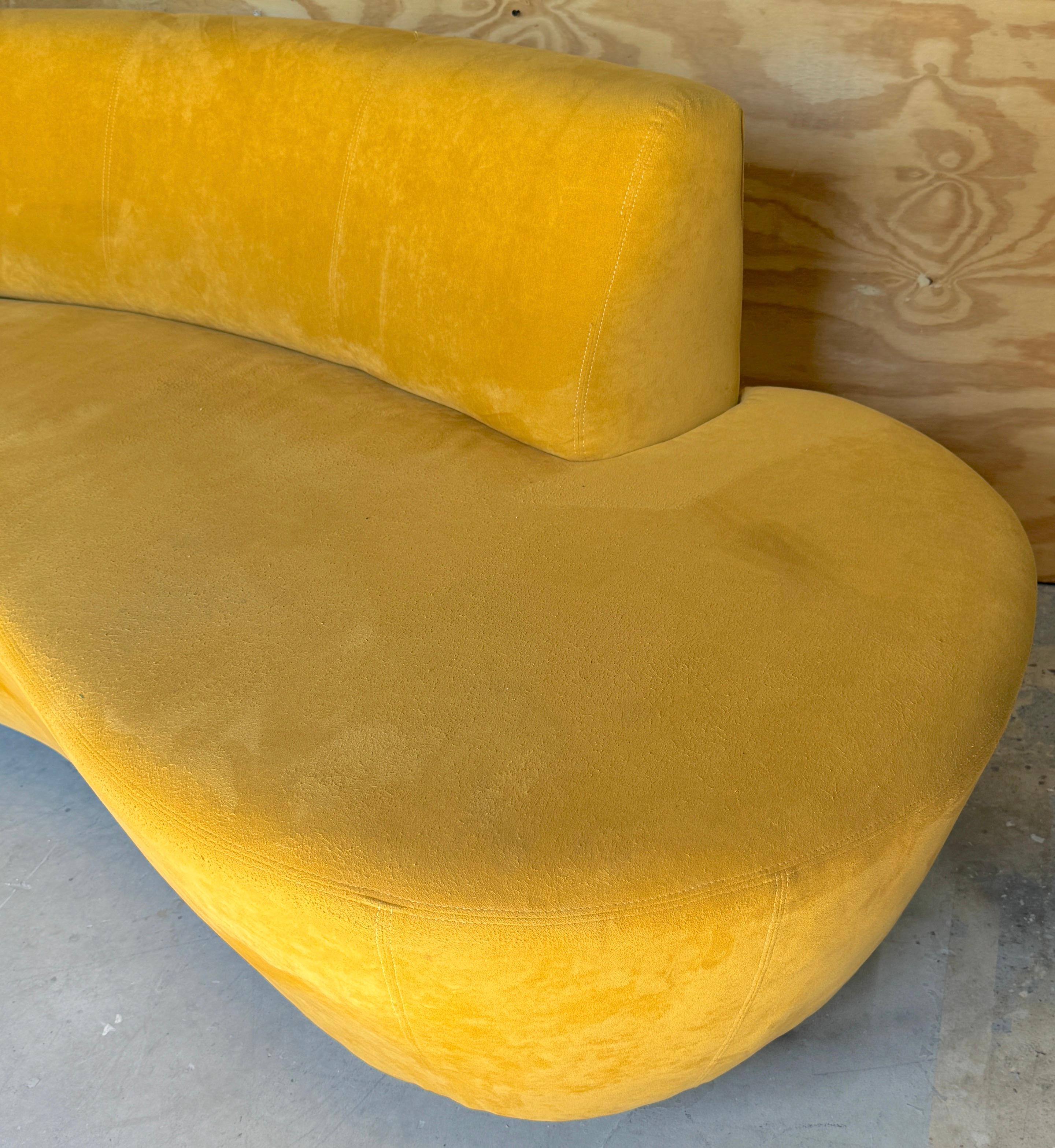 20th Century Serpentine Cloud Sofa, in Suede