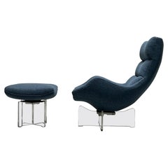 Vladimir Kagan Attributed Swiveling Lounge Chair and Ottoman