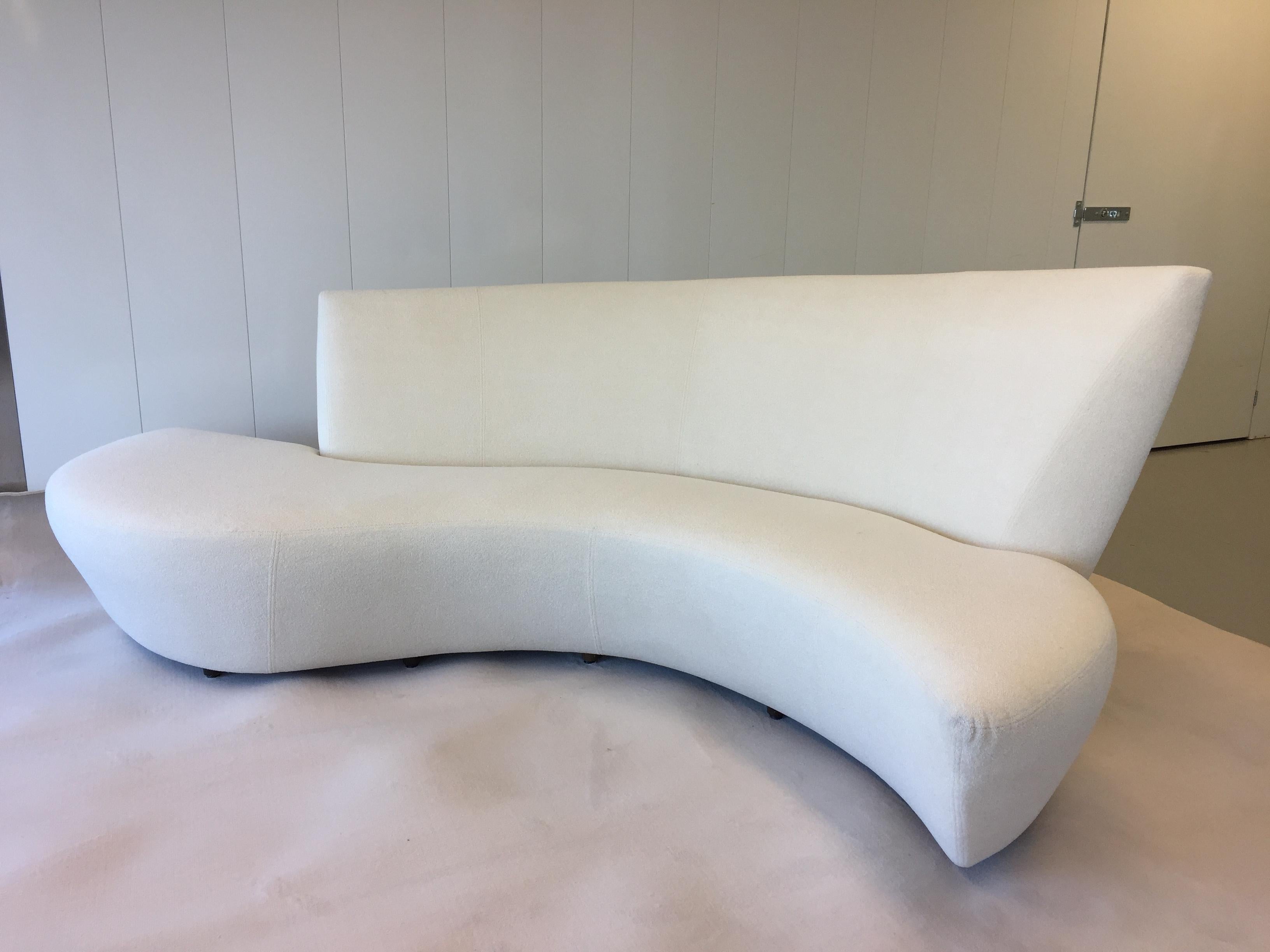 Vladimir Kagan Balboa sofa, upholster in a off white terrycloth Chenille fabric.