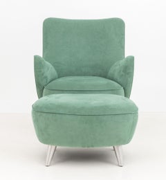 Vladimir Kagan Barrel Swivel Chair and Ottoman