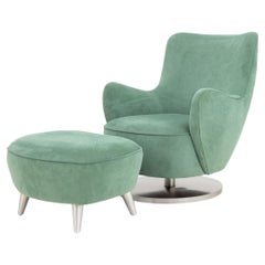 Vladimir Kagan Barrel Swivel Chair and Ottoman
