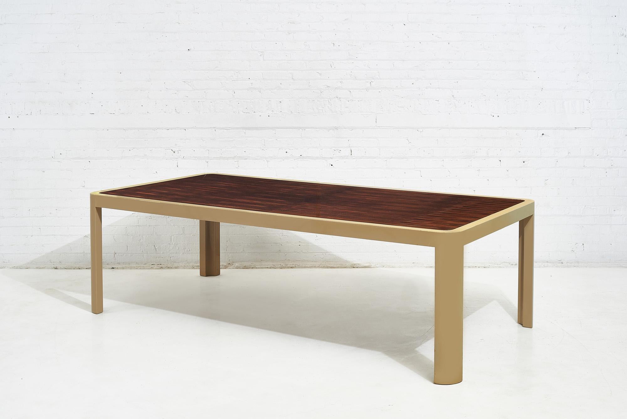 Post-Modern Vladimir Kagan Beige Lacquer and Rosewood Dining Table, 1970