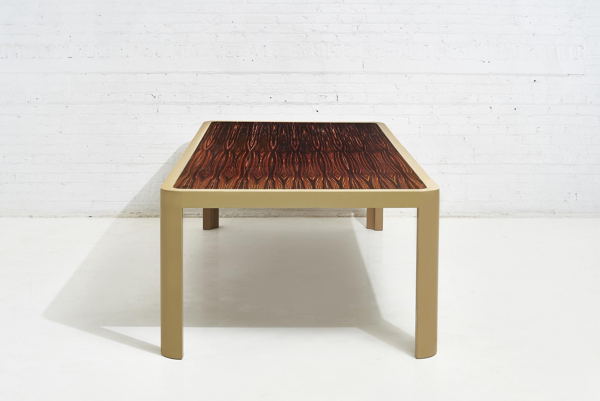 American Vladimir Kagan Beige Lacquer and Rosewood Dining Table, 1970