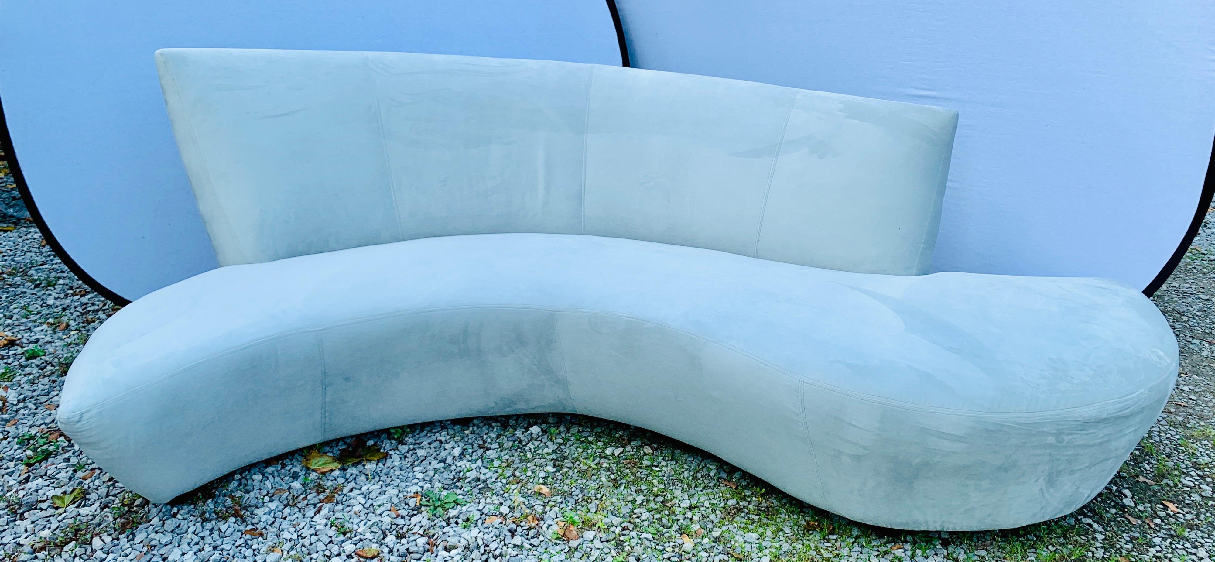 American Vladimir Kagan Bilbao Serpentine Curved Sofa with New Upholstery