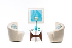 Vladimir Kagan Bilbao Swivel Slipper Chairs in Ivory Bouclé