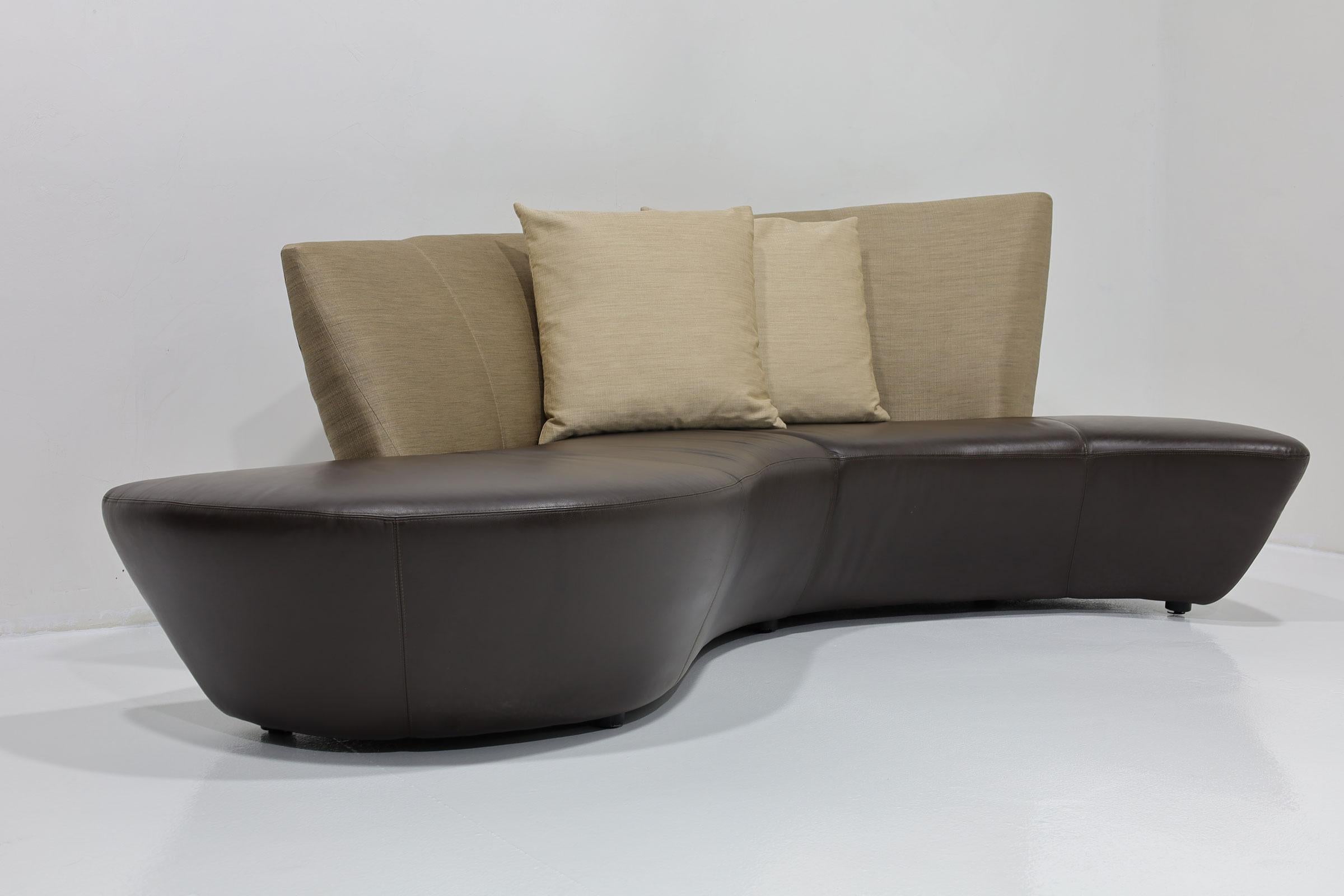 Upholstery Vladimir Kagan Bilboa Sofa in Silk and Leather For Sale