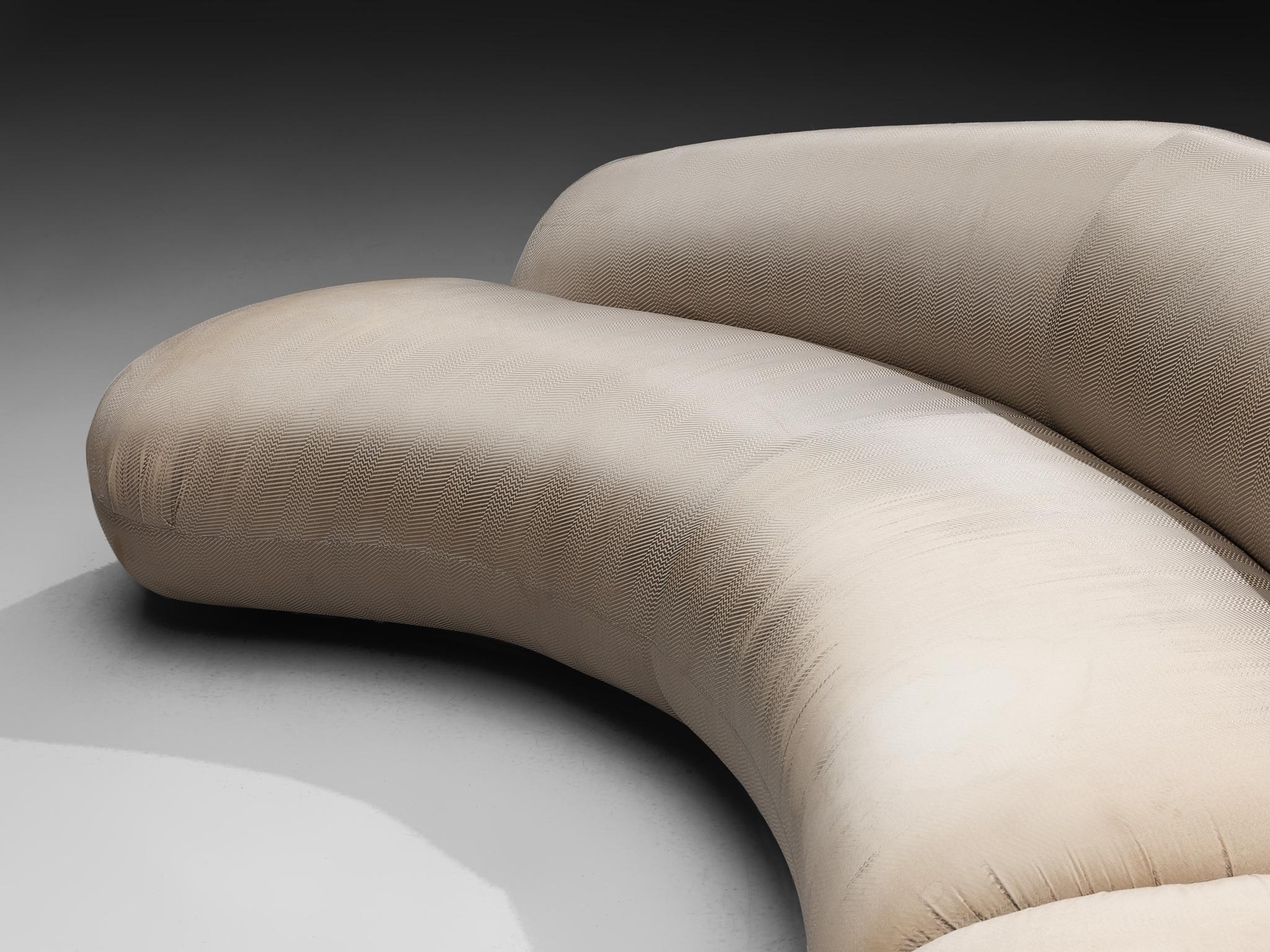 Fabric Vladimir Kagan Biomorphic Sofa in Eggshell White Upholstery