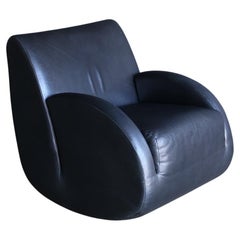 Vladimir Kagan Black Leather "Rock Star" Rocking Chair, 1990's