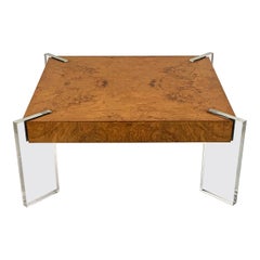 Vladimir Kagan Burl and Lucite Coffee Table