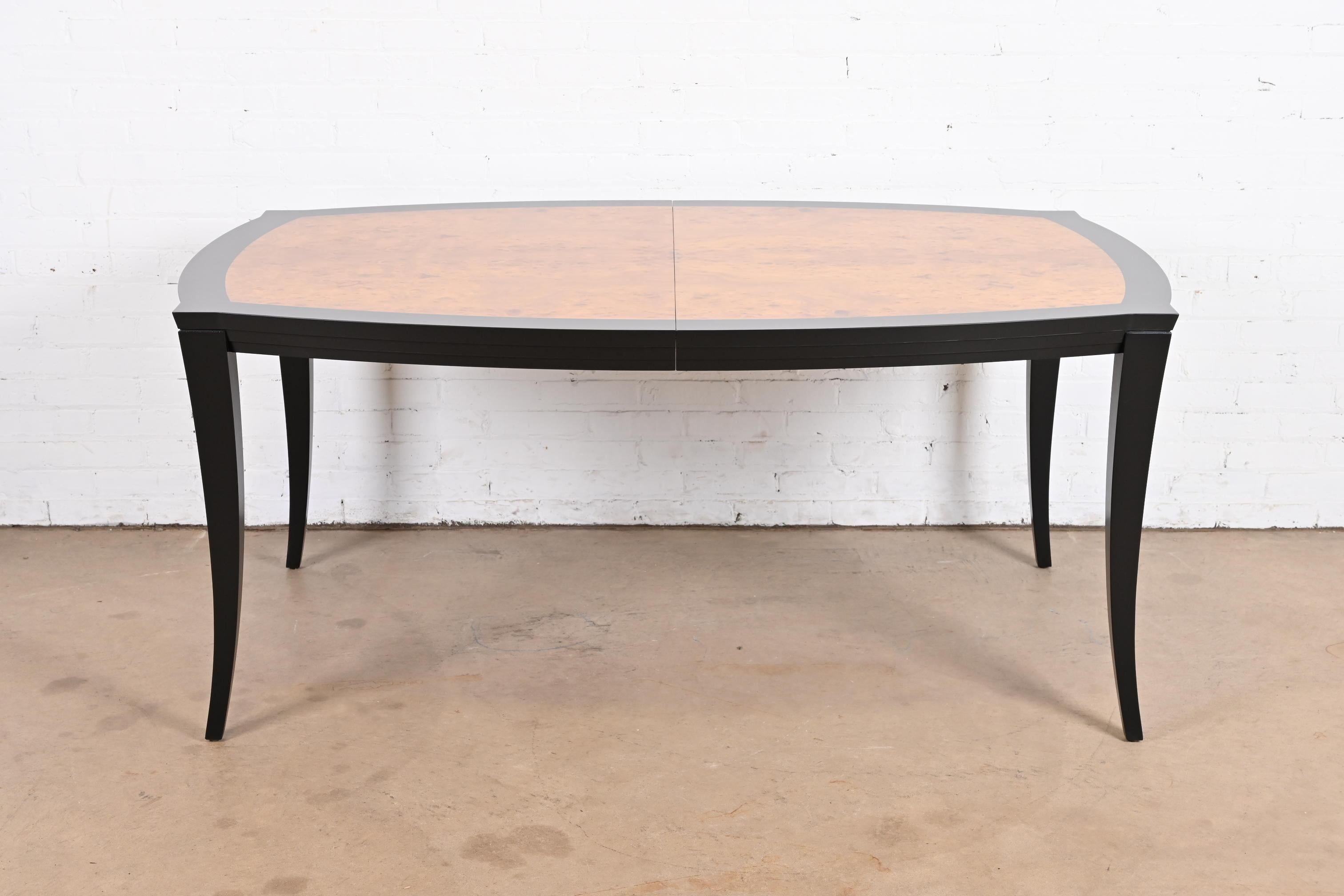 Vladimir Kagan Burl Wood and Black Lacquer Dining Table With Provenance For Sale 5