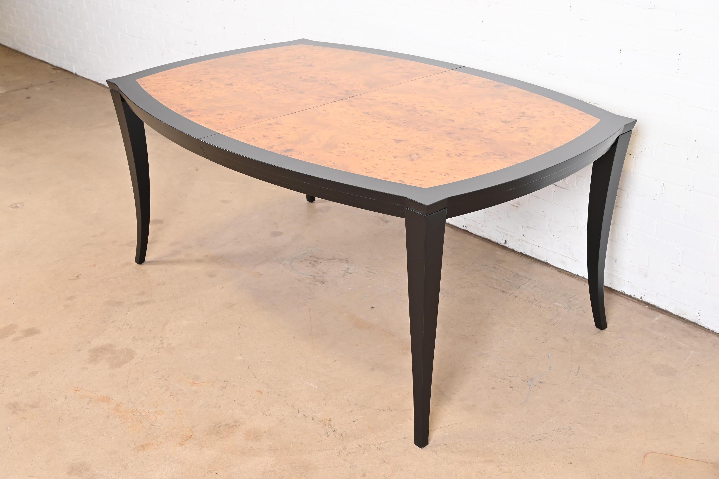 Vladimir Kagan Burl Wood and Black Lacquer Dining Table With Provenance For Sale 6