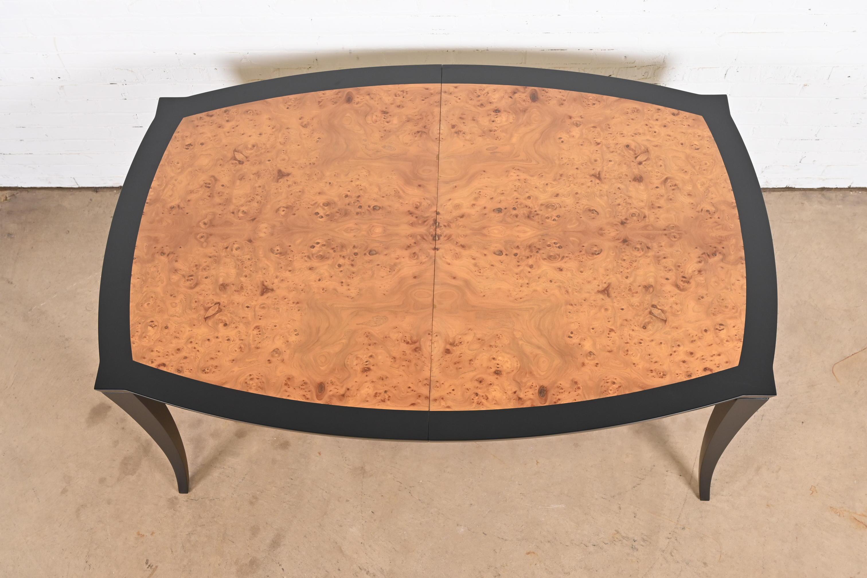 Vladimir Kagan Burl Wood and Black Lacquer Dining Table With Provenance For Sale 7