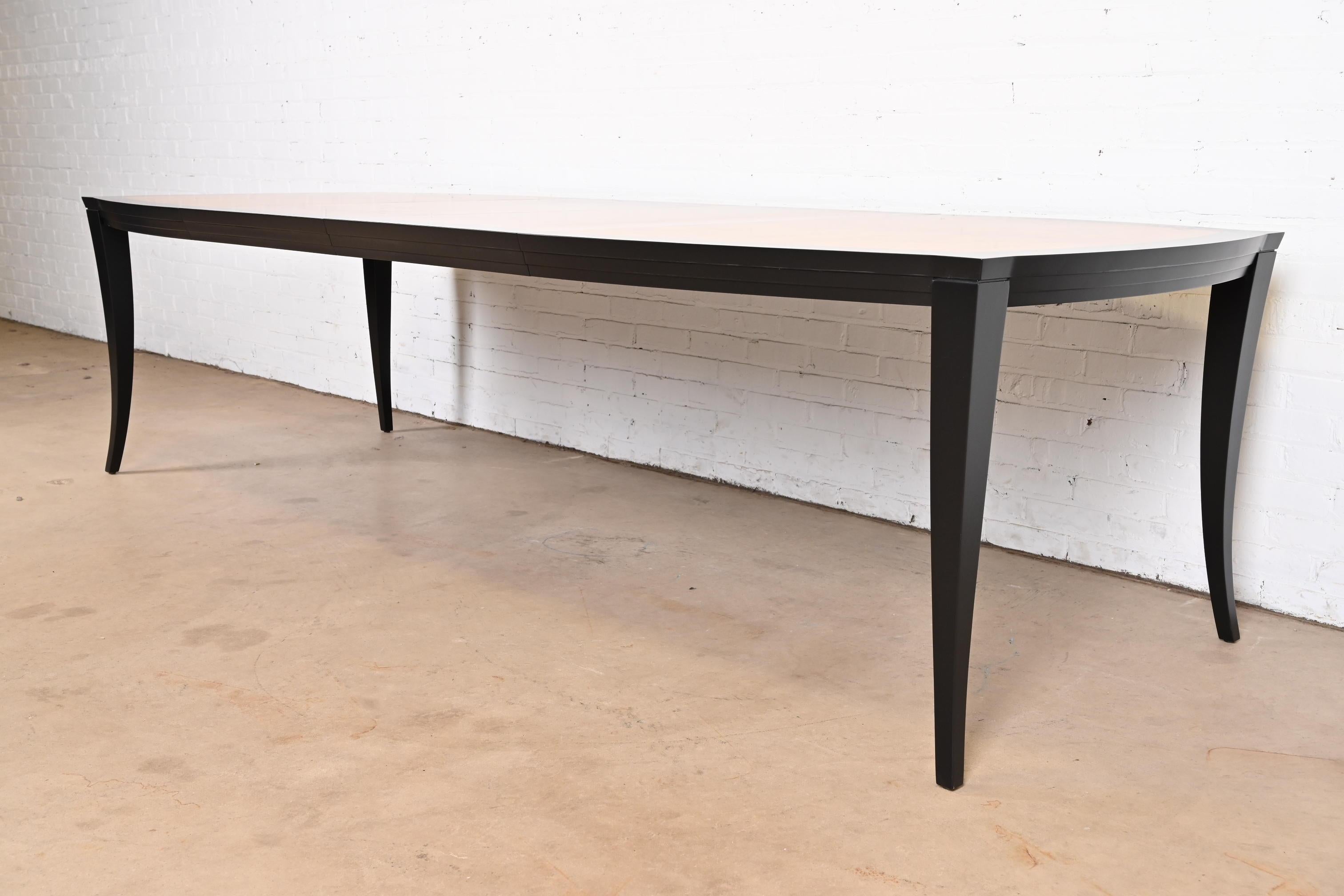 Mid-Century Modern Vladimir Kagan Burl Wood and Black Lacquer Dining Table With Provenance For Sale