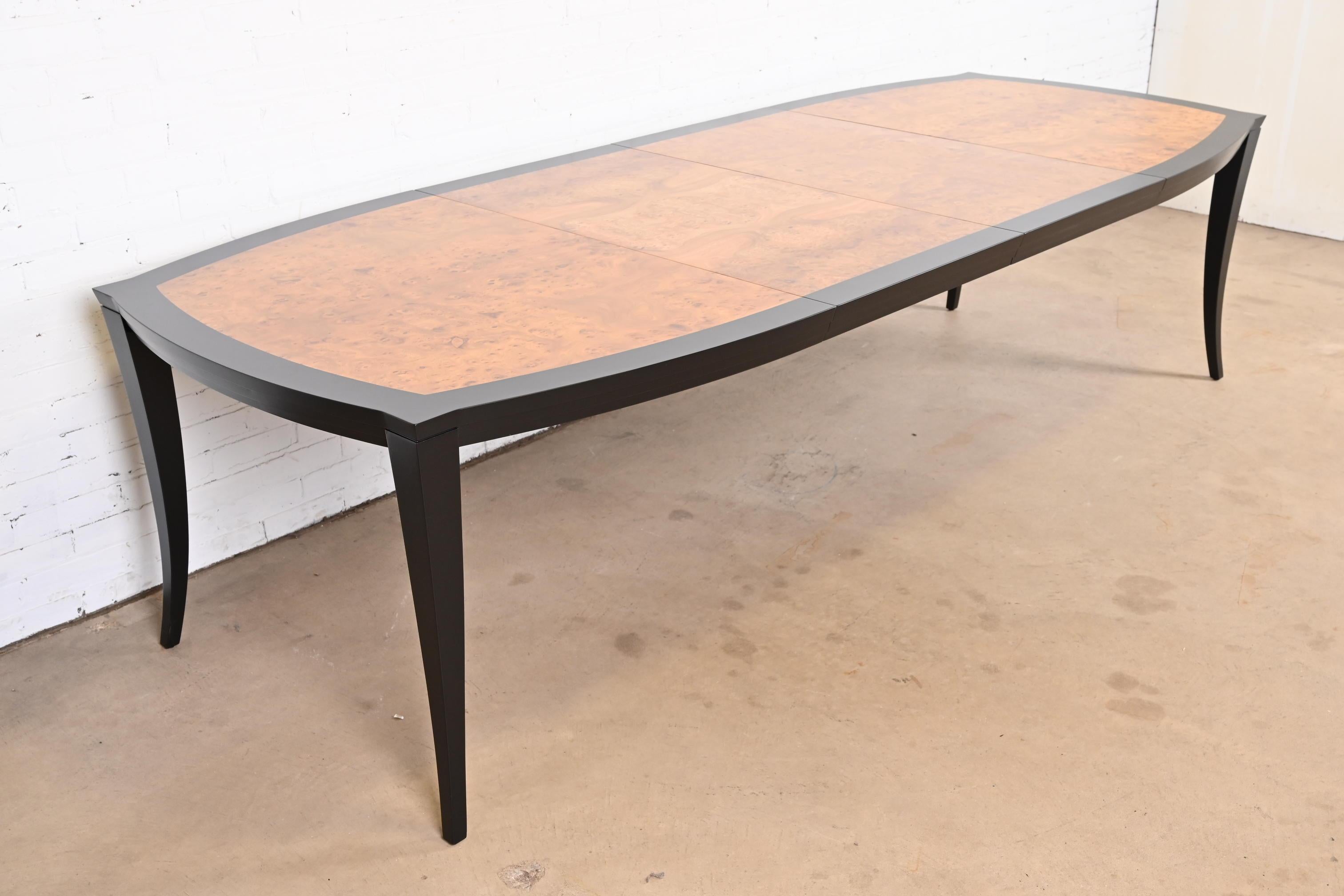 Late 20th Century Vladimir Kagan Burl Wood and Black Lacquer Dining Table With Provenance For Sale