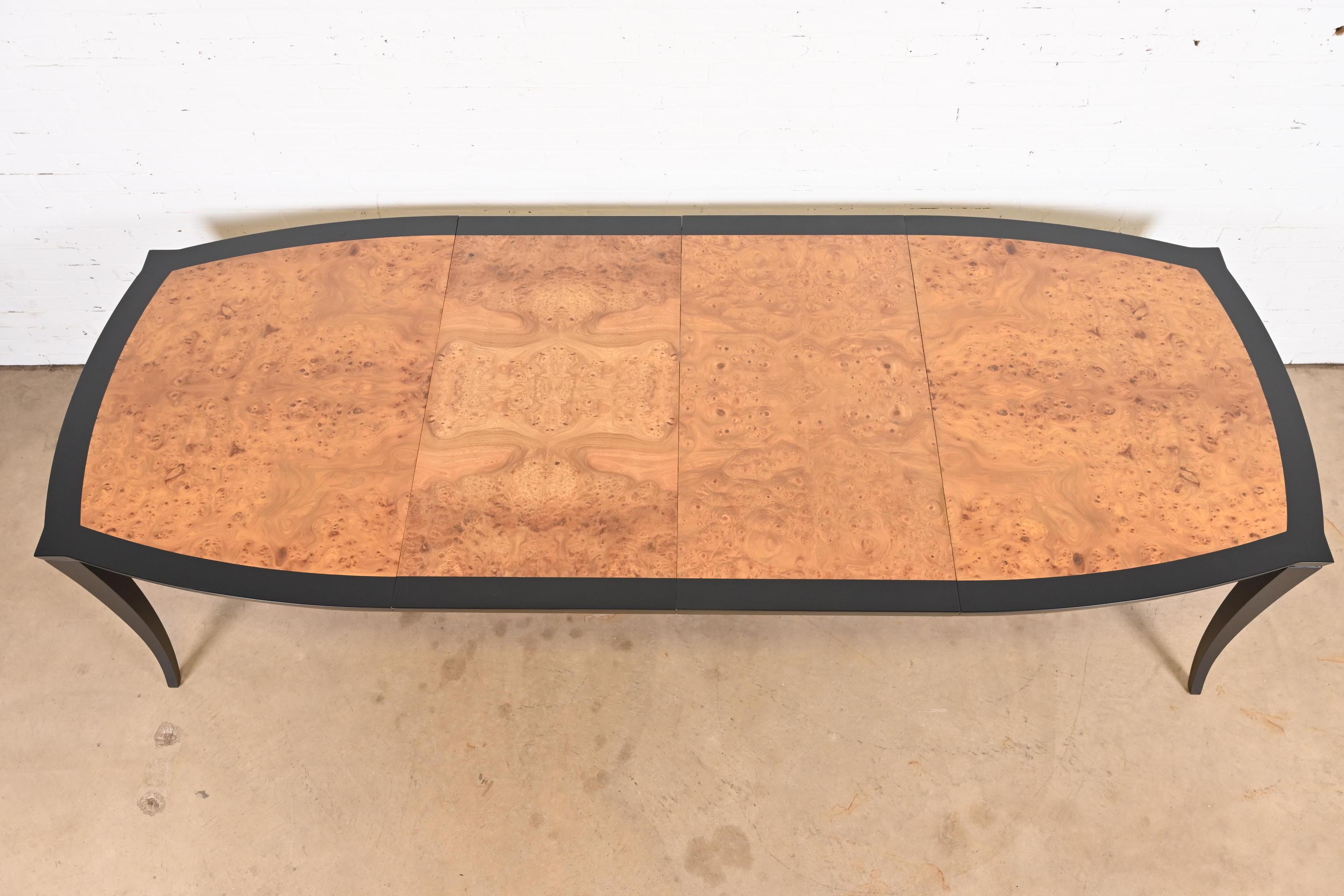 Vladimir Kagan Burl Wood and Black Lacquer Dining Table With Provenance For Sale 2