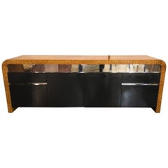 Vladimir Kagan, Mid-Century Modern, Sideboard, Burlwood, Chrome, Lacquer, 1970s
