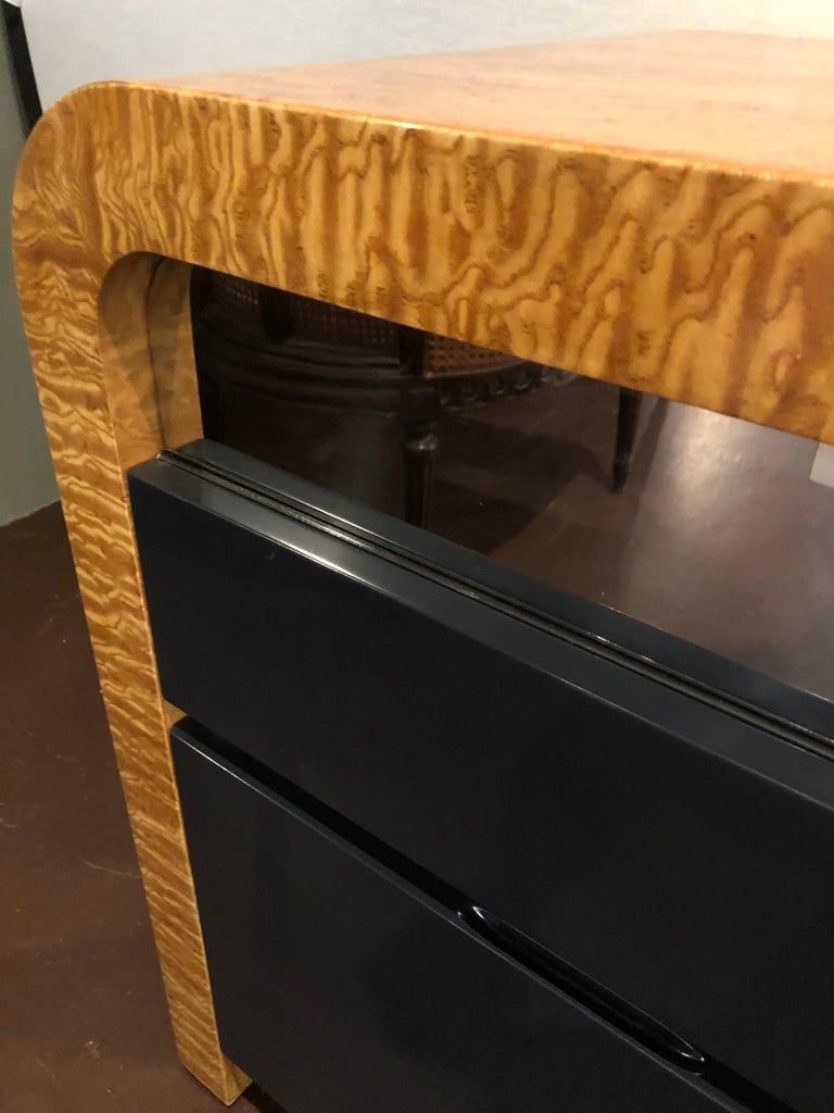 Vladimir Kagan Burl Wood and Lacquered Sideboard or Console with File