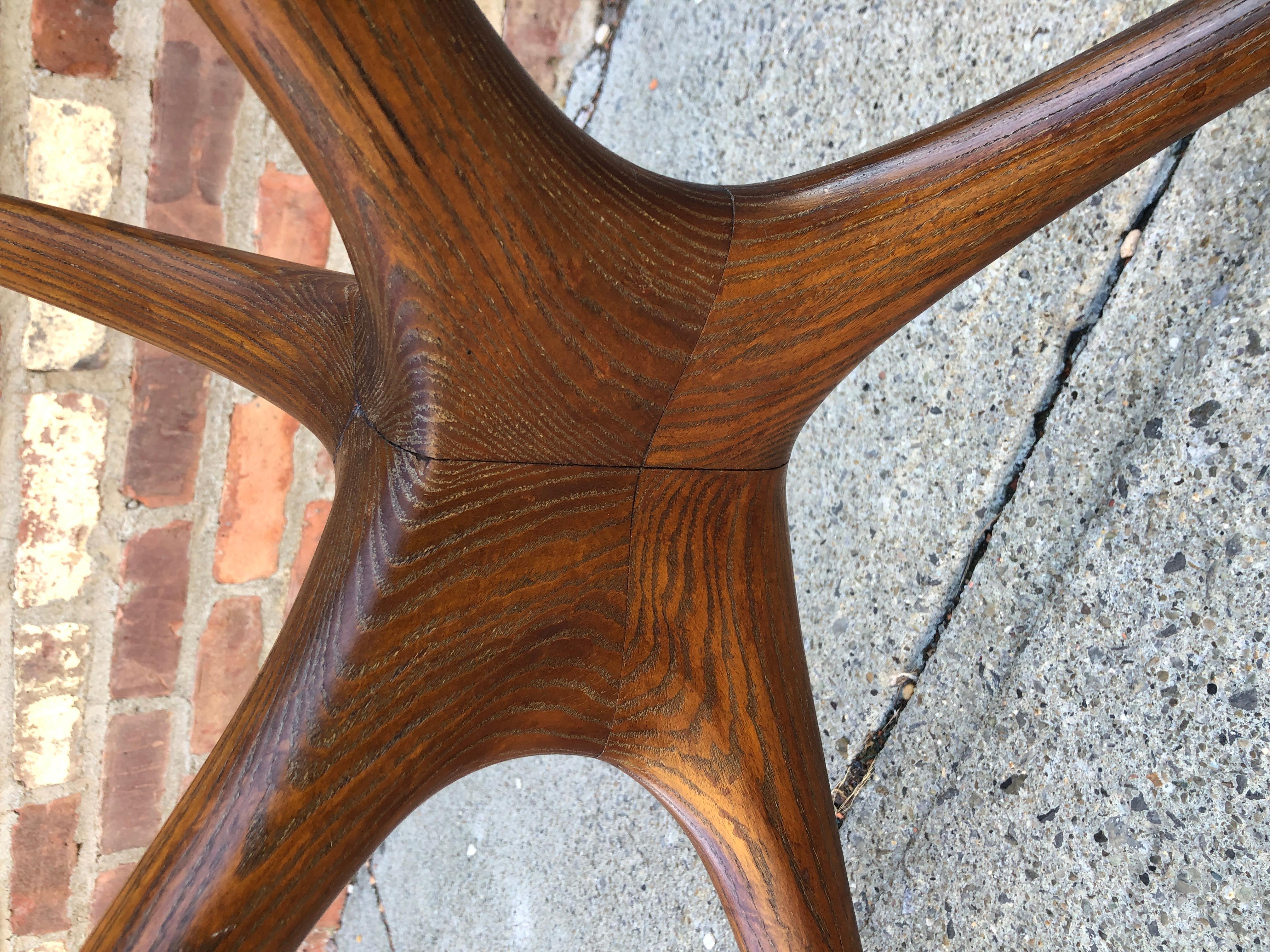 Vladimir Kagan Carved Walnut Trisymmetric Occasional Table In Good Condition For Sale In Brooklyn, NY