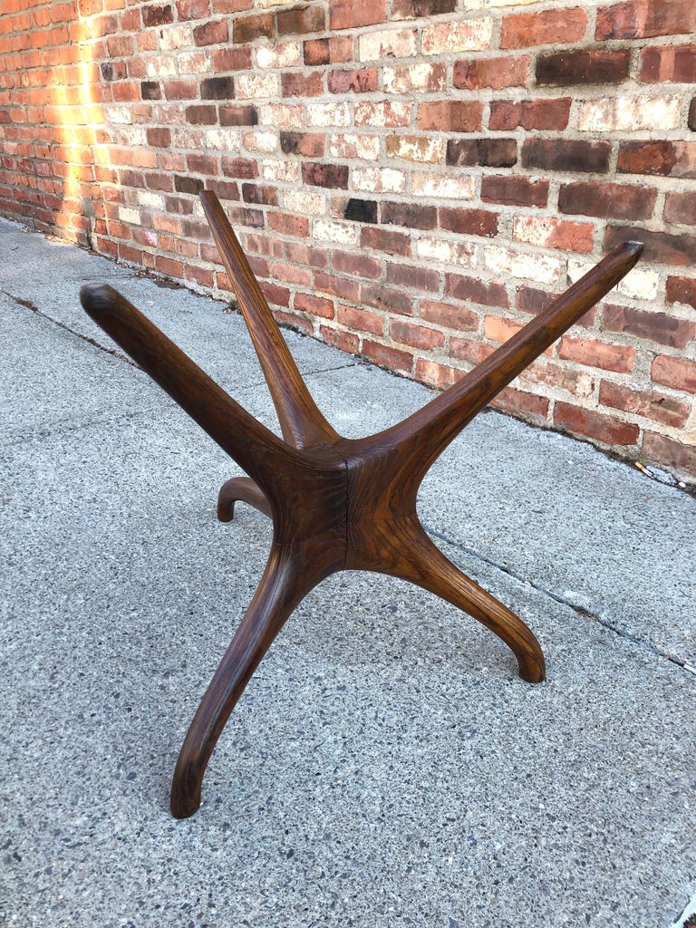 Vladimir Kagan Carved Walnut Trisymmetric Occasional Table For Sale 1