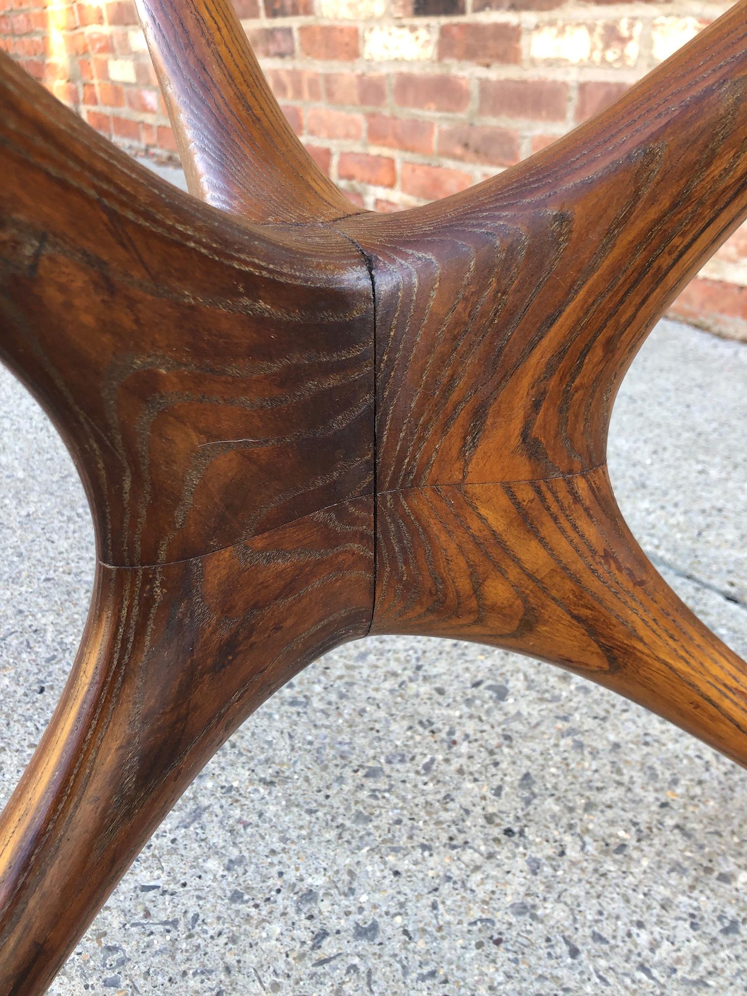 Vladimir Kagan Carved Walnut Trisymmetric Occasional Table For Sale 1