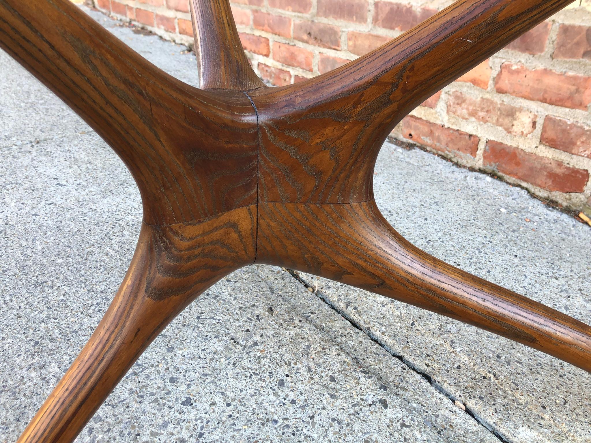 Vladimir Kagan Carved Walnut Trisymmetric Occasional Table For Sale 3