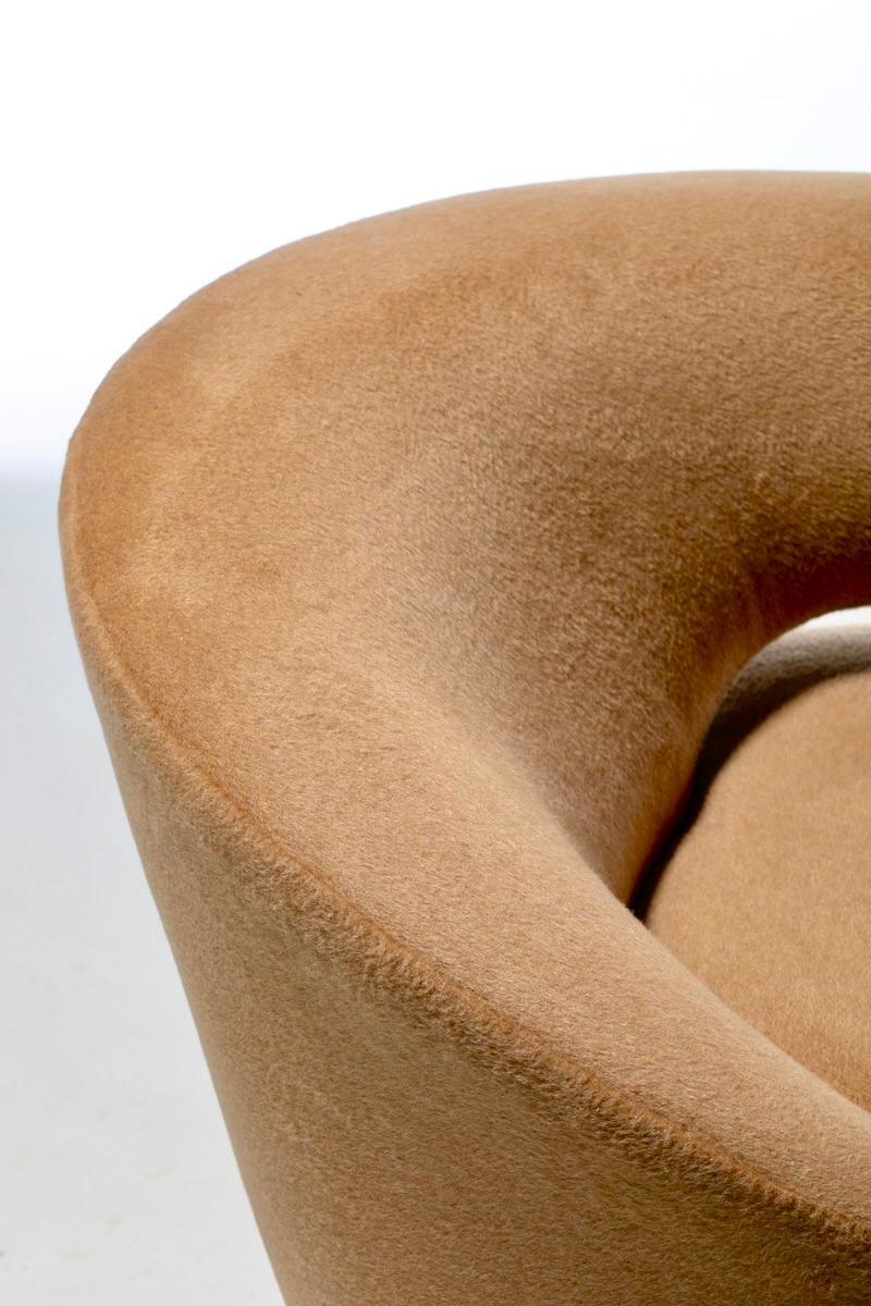 Vladimir Kagan Caterpillar Chairs Newly Upholstered in Camel Color Mohair For Sale 5