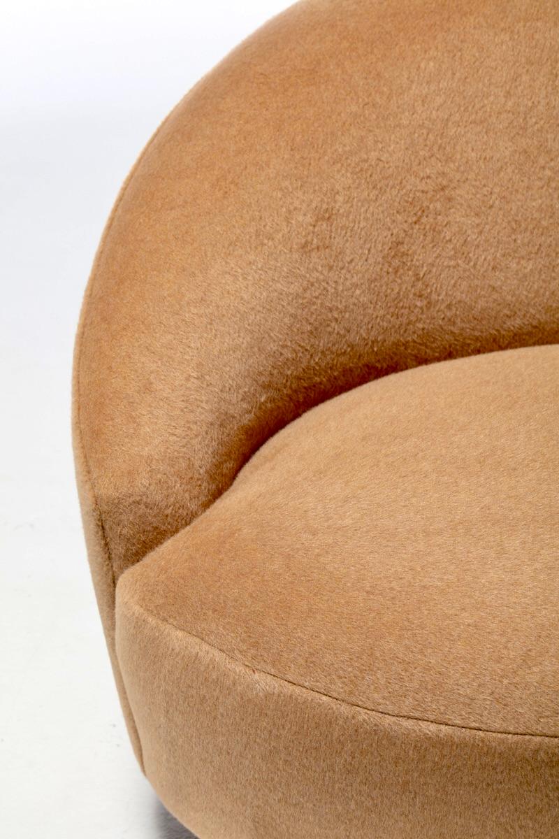 Vladimir Kagan Caterpillar Chairs Newly Upholstered in Camel Color Mohair For Sale 7