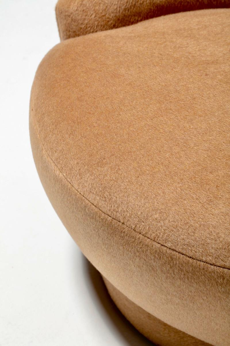 Vladimir Kagan Caterpillar Chairs Newly Upholstered in Camel Color Mohair For Sale 8