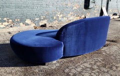 Vladimir Kagan Cloud Lounge Sofa in Midnight Blue Velvet Midcentury