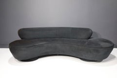 Vladimir Kagan Cloud Serpentine Sofa by Directional in Black Microfiber