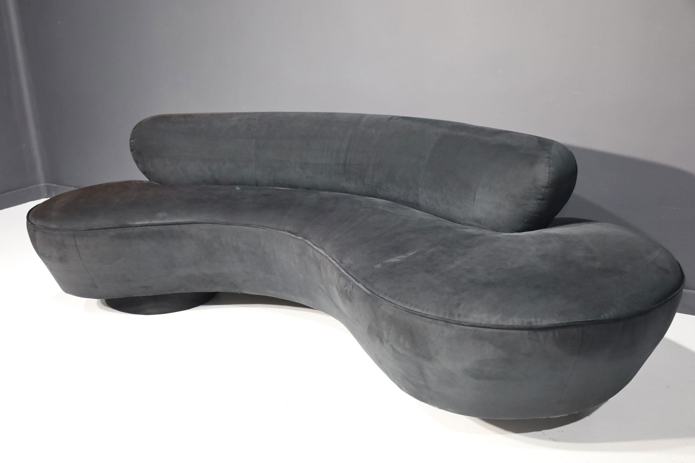 20th Century Vladimir Kagan Cloud Serpentine Sofa by Directional in Black Microfiber