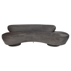Vladimir Kagan Cloud Serpentine Sofa by Directional in Black Microfiber