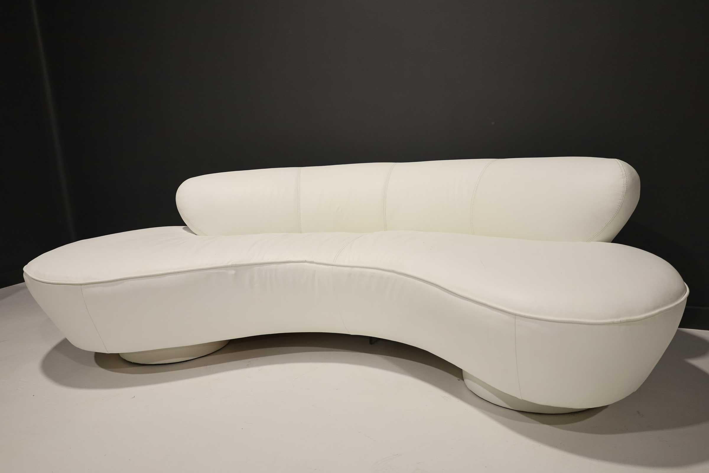 Mid-Century Modern Vladimir Kagan Cloud Serpentine Sofa by Directional in White Leather