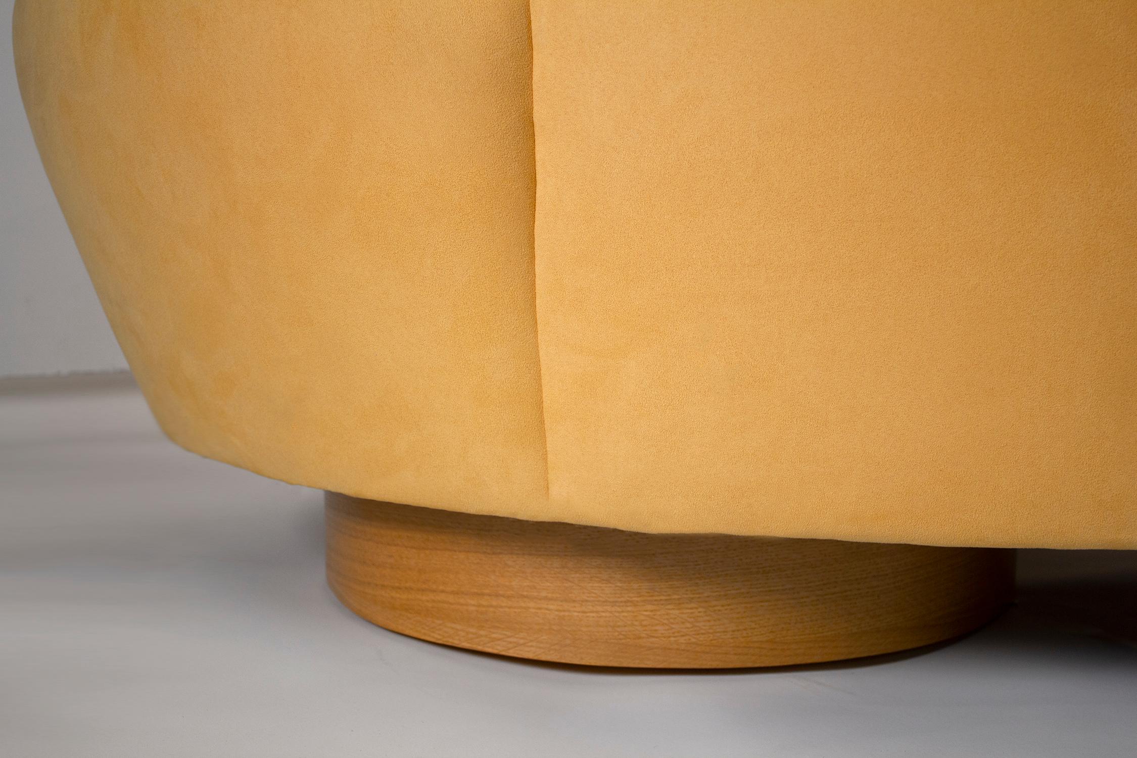 20th Century Vladimir Kagan Cloud Sofa for Directional with Oak Pedestal Base