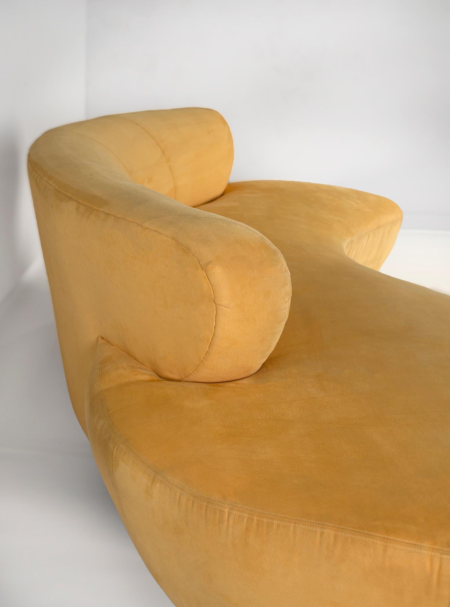 Ultrasuede Vladimir Kagan Cloud Sofa for Directional with Oak Pedestal Base