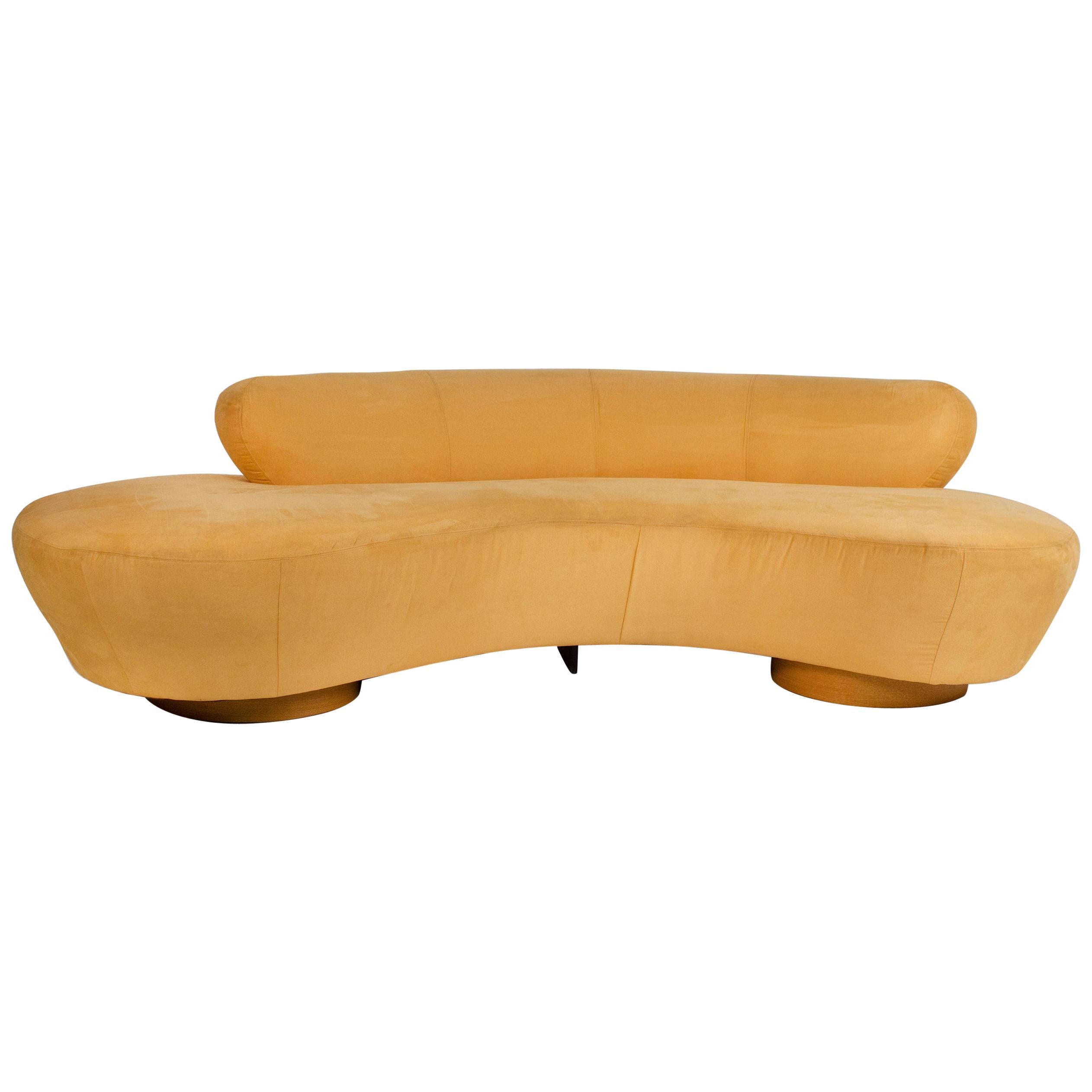 Vladimir Kagan Cloud Sofa for Directional with Oak Pedestal Base