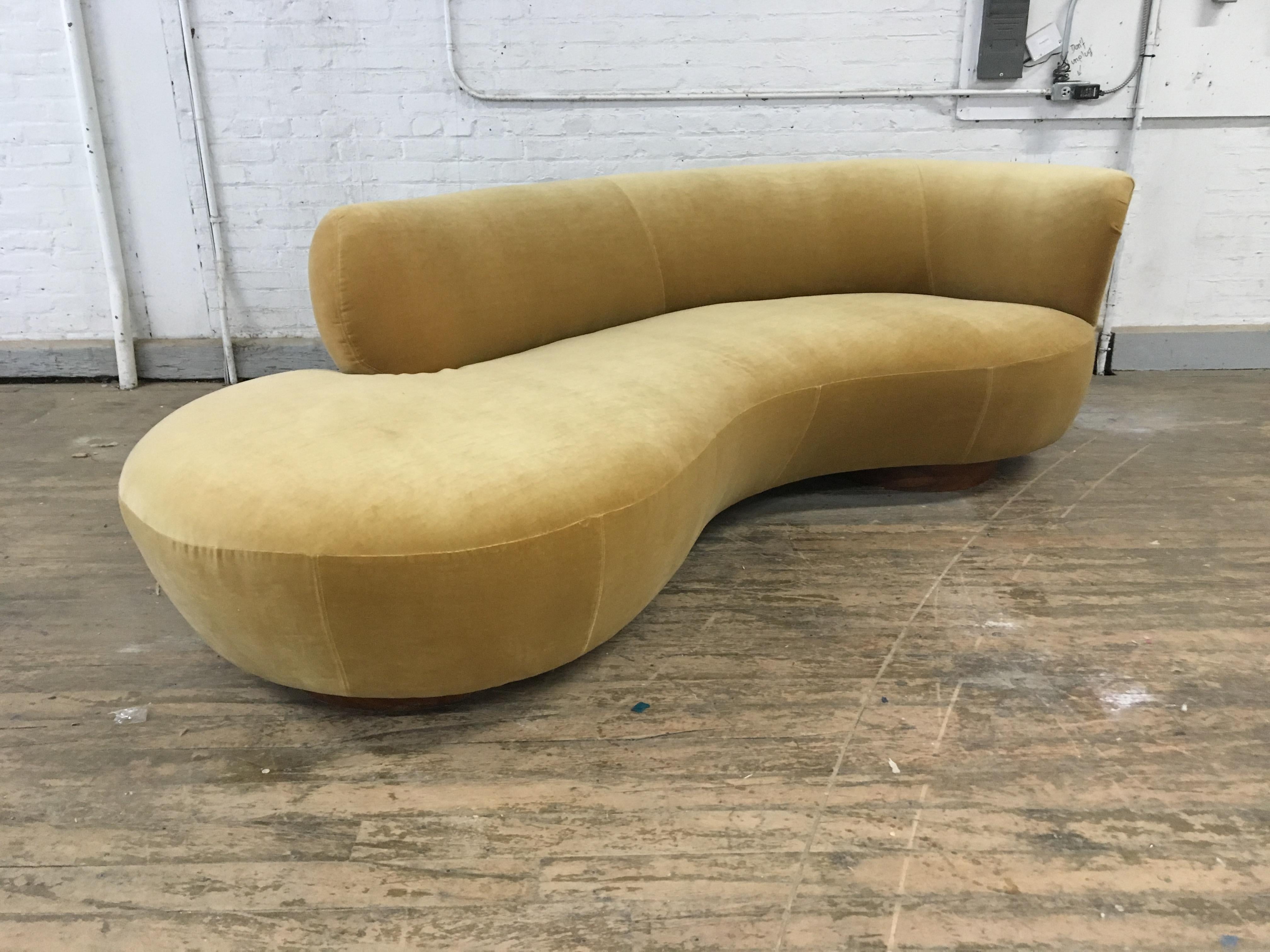 American Vladimir Kagan Cloud Sofa in Camel with Rosewood Bases