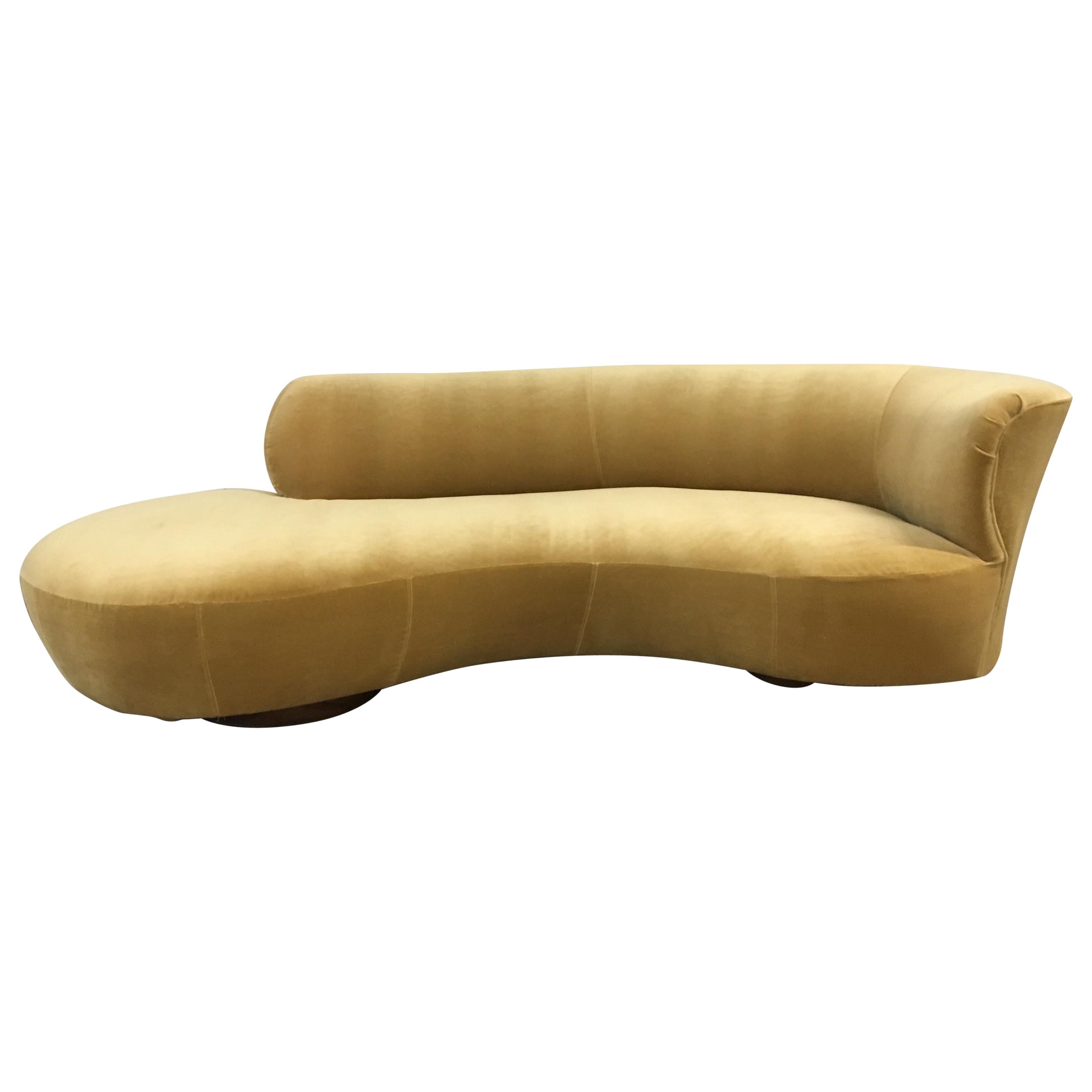 Vladimir Kagan Cloud Sofa in Camel with Rosewood Bases