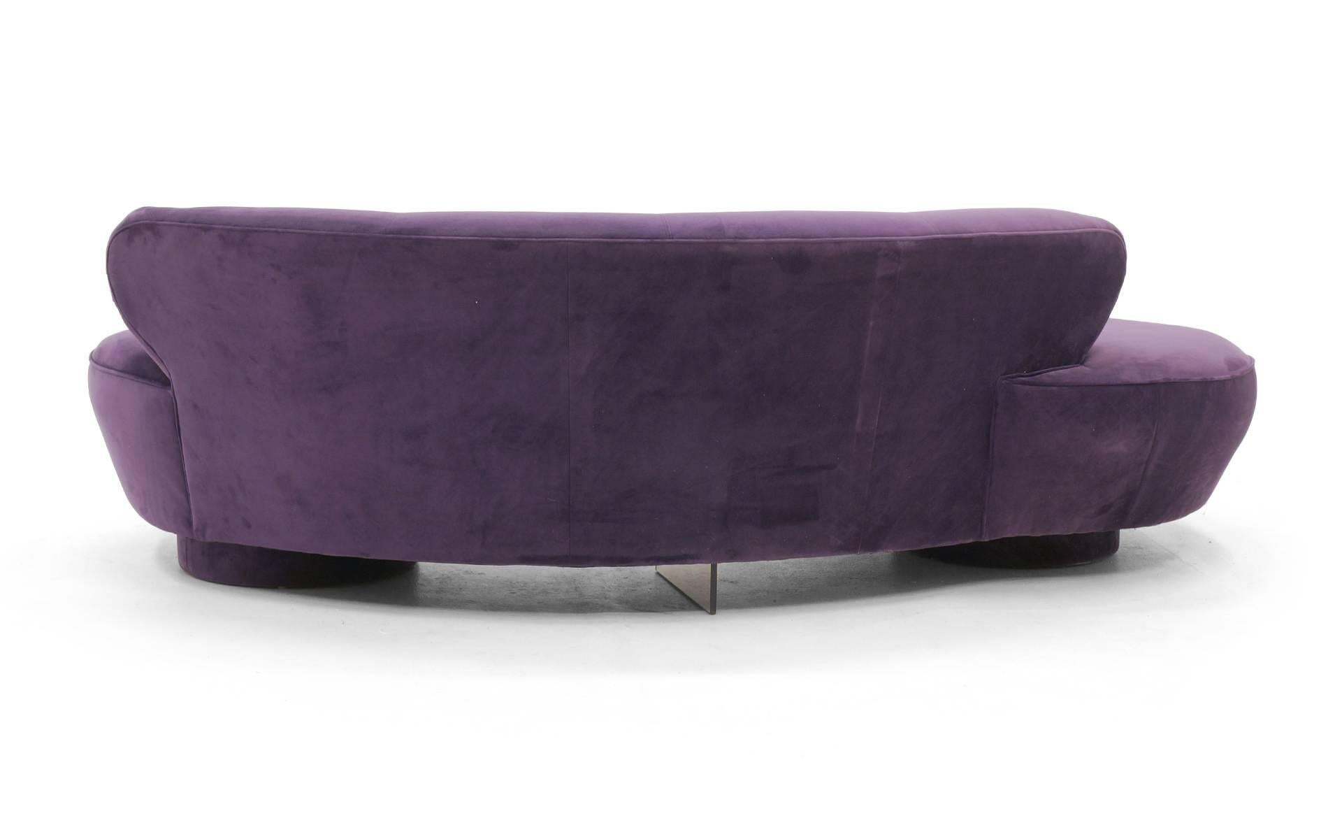 Vladimir Kagan Cloud Sofas, Pair of Newly Upholstered in Purple/Plum Ultrasuede 3