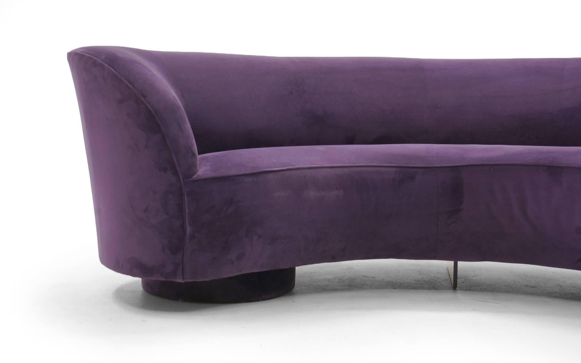Hollywood Regency Vladimir Kagan Cloud Sofas, Pair of Newly Upholstered in Purple/Plum Ultrasuede