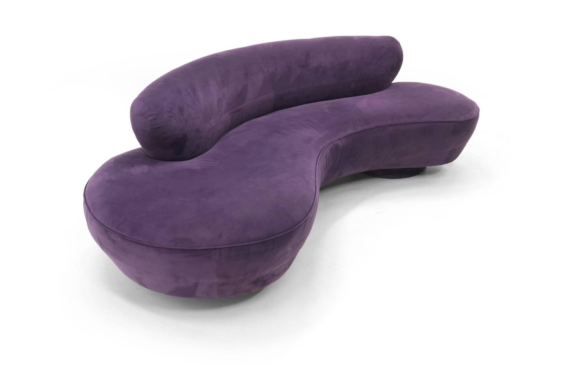 Vladimir Kagan Cloud Sofas, Pair of Newly Upholstered in Purple/Plum Ultrasuede 1