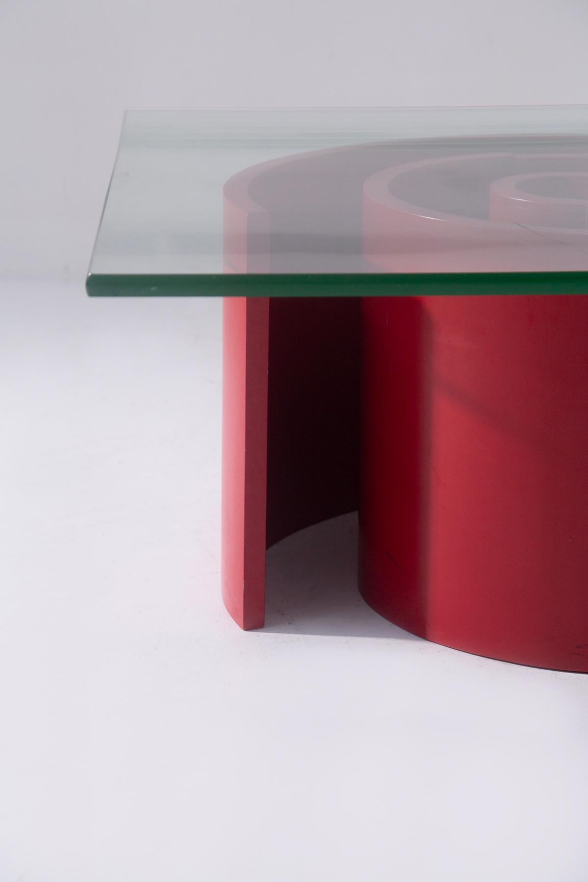 Vladimir Kagan coffee table with crystal shelf, mod Snail In Good Condition For Sale In Milano, IT