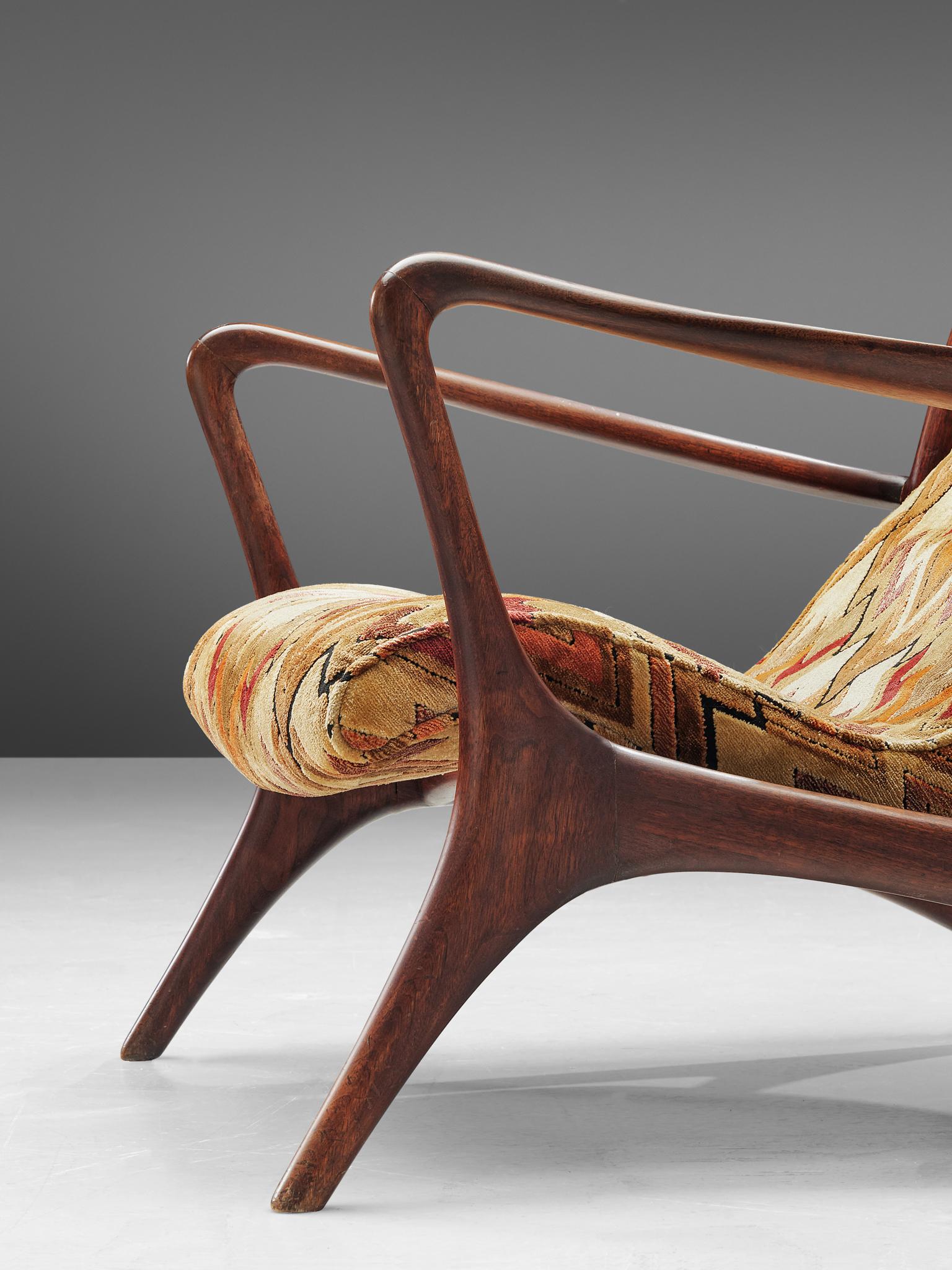 Mid-20th Century Vladimir Kagan 'Contour' Lounge Chair in Patterned Upholstery