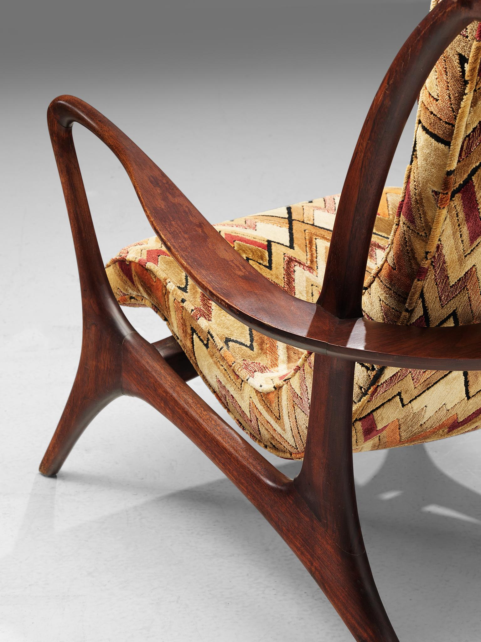 Vladimir Kagan 'Contour' Lounge Chair in Patterned Upholstery 1