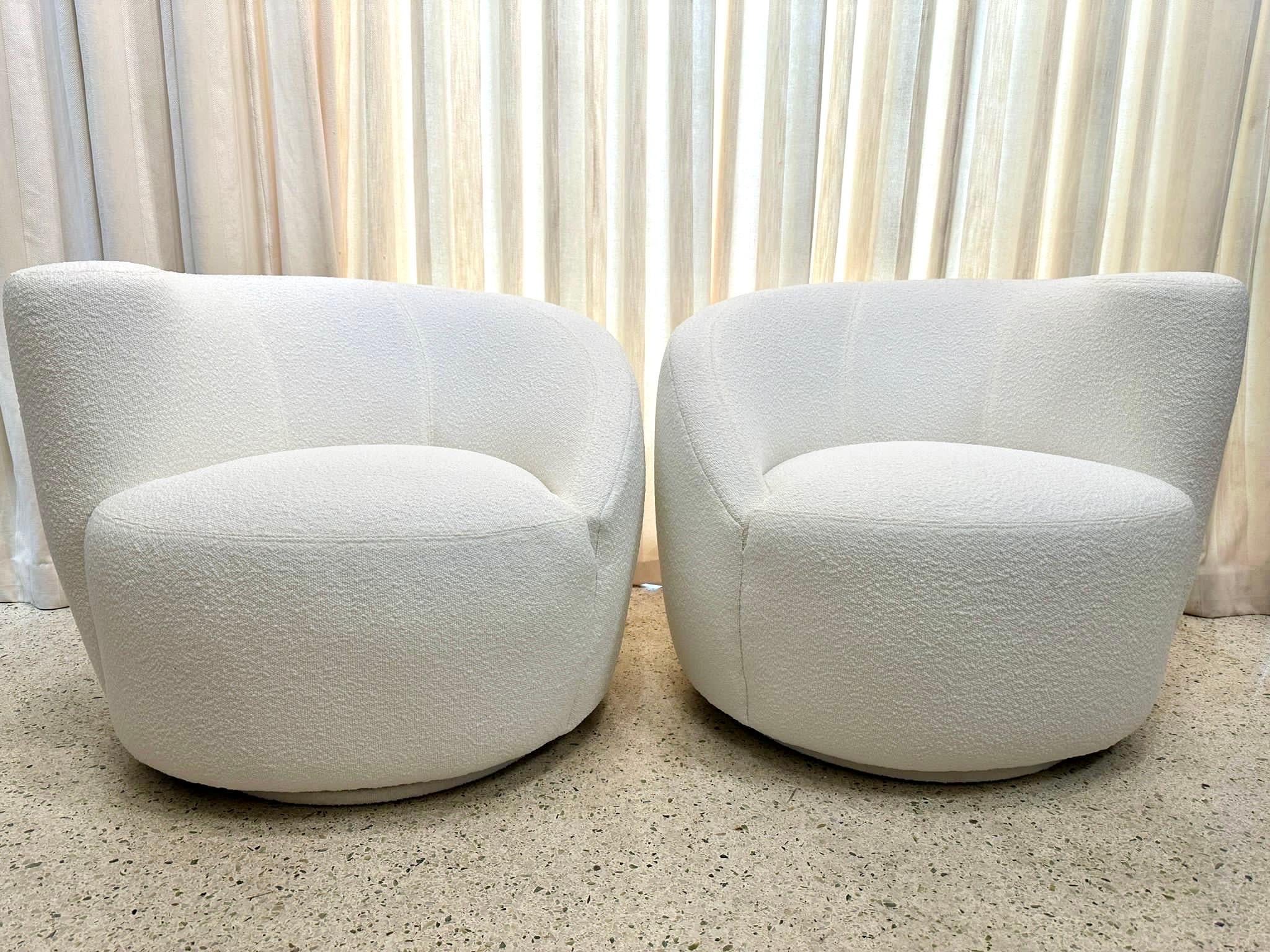 Vladimir Kagan Corkscrew Swivel Chairs for Directional in Bouclé, PAIR For Sale 5