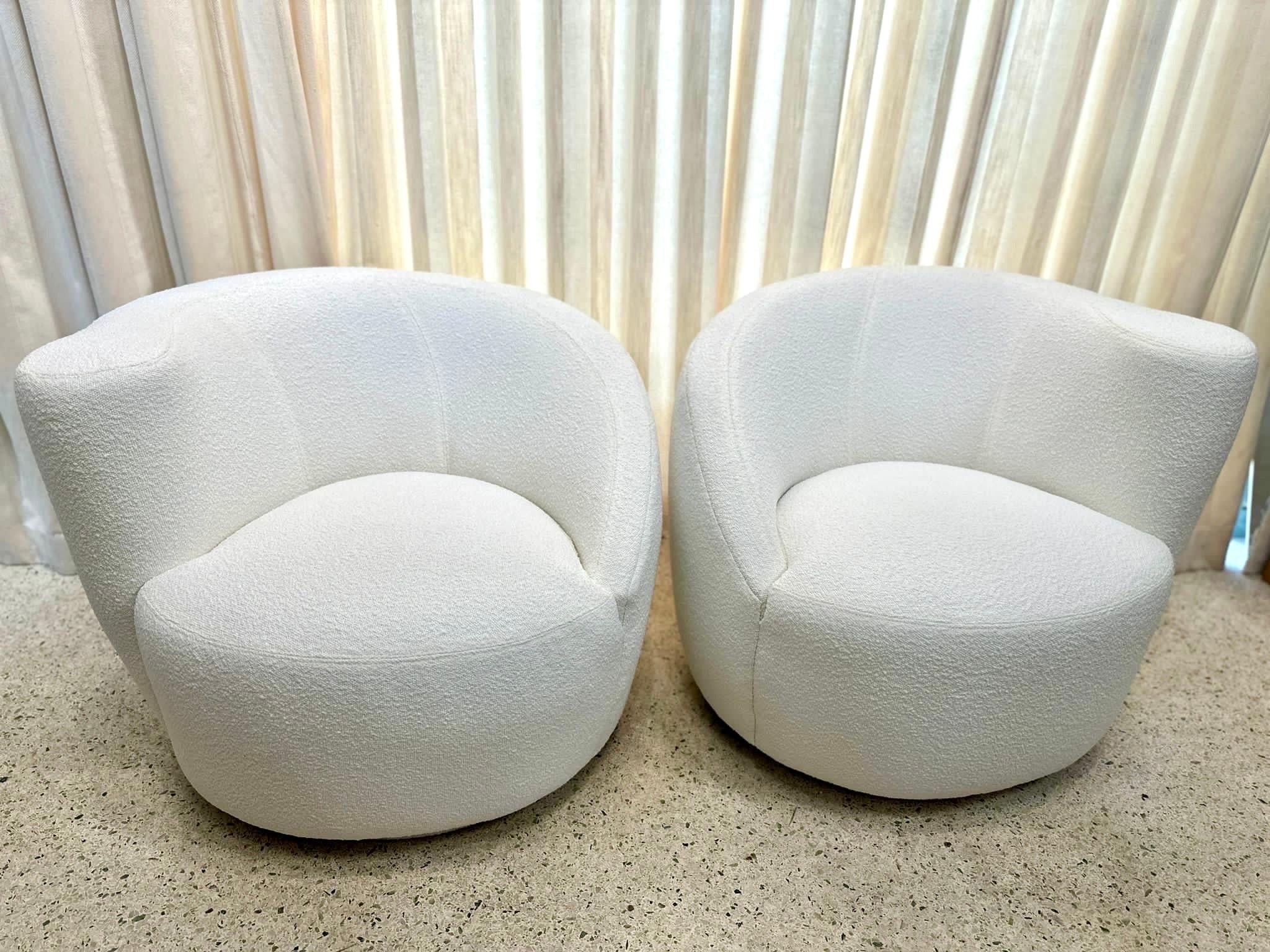 Vladimir Kagan Corkscrew Swivel Chairs for Directional in Bouclé, PAIR For Sale 3